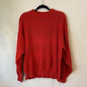 Pacific Crest Vintage Knitted Heavyweight Coastal Crew Neck Red Sweater